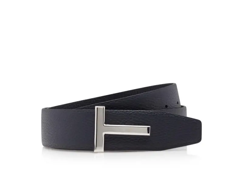 SOFT GRAIN LEATHER T ICON BELT DARK NAVY + BLACK online