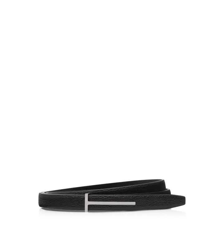 SUPPLE GRAIN LEATHER SLIM T BELT BLACK online