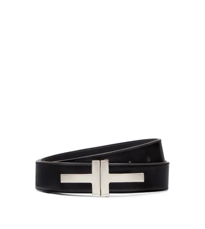 SMOOTH LEATHER DOUBLE T BELT BLACK online