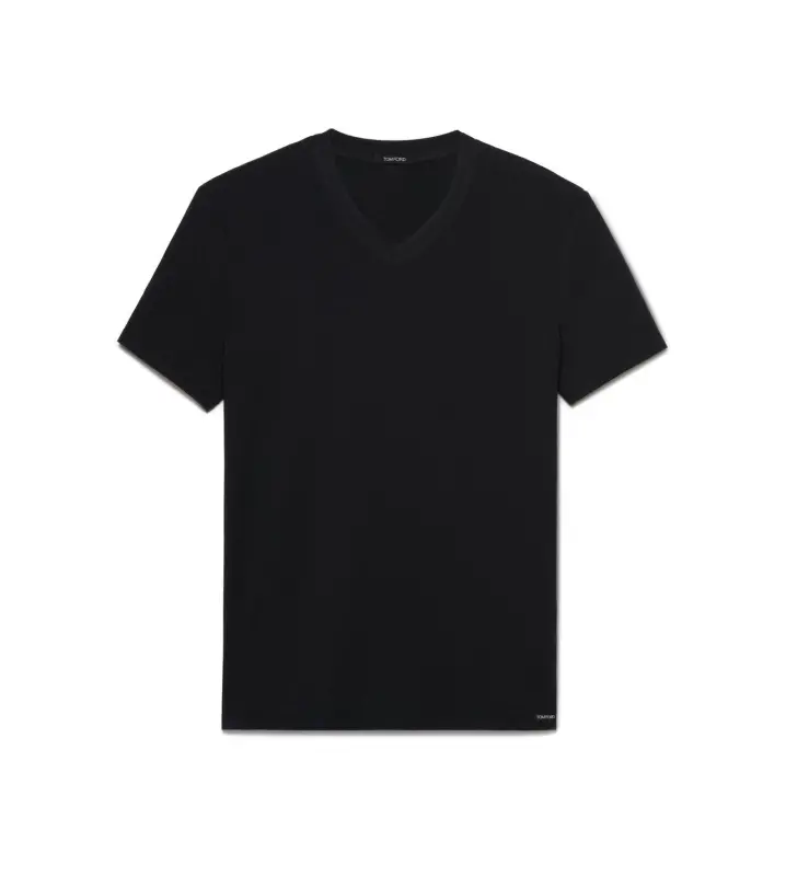 COTTON V-NECK T-SHIRT BLACK online