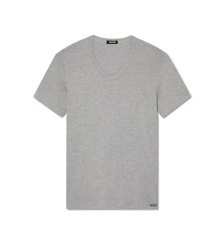 COTTON V-NECK T-SHIRT GREY online
