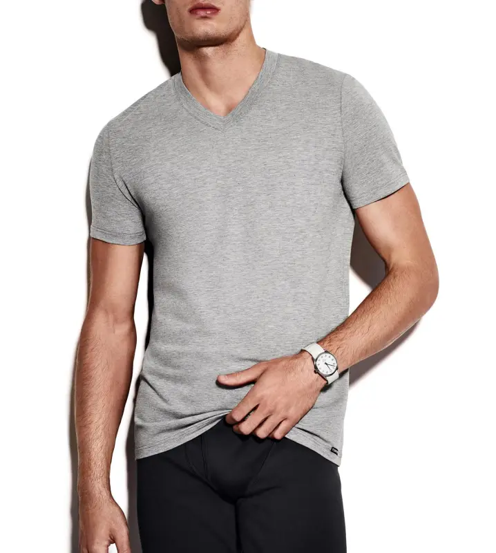 COTTON V-NECK T-SHIRT GREY online