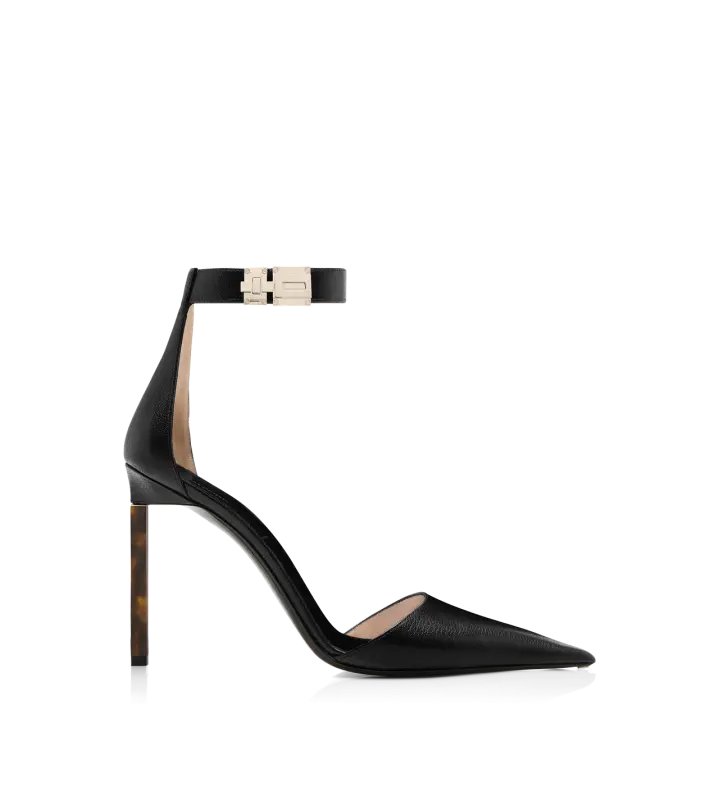 SUPPLE GRAIN LEATHER T LATCH ANKLE STRAP PUMP BLACK online